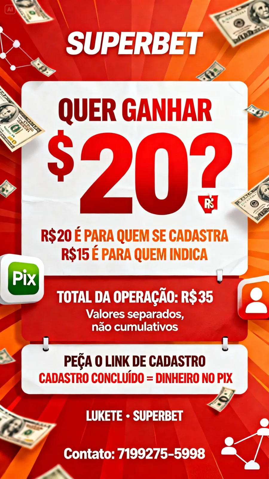 Imagem do link Bônus de Boas-Vindas para Sacar: R$ 20 na Superbet (+18)