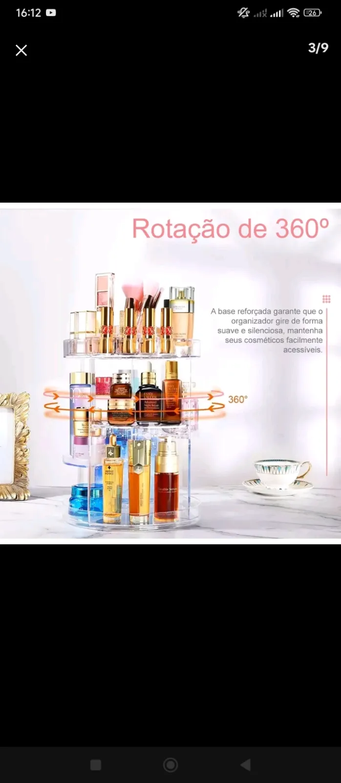 Imagem do link 【Kit Organizador de Maquiagem 2 em 1】Giratório 360º + Porta Algodão & Cotonete |