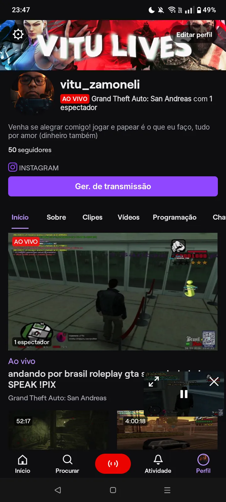 Imagem do link MEU CANAL TWITCH