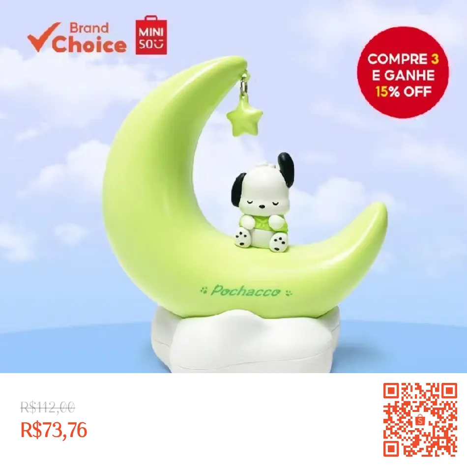 Imagem do link Pochacco Sonhador Iluminado LED MINISO!